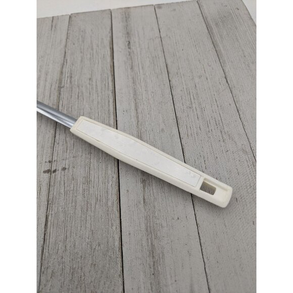 Vintage Meat Fork 12" White Handle Chrome - Picture 2 of 9